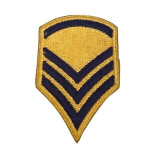Vintage Military Chevron Rank Patch Gold Blue WWII Era Uniform Insignia